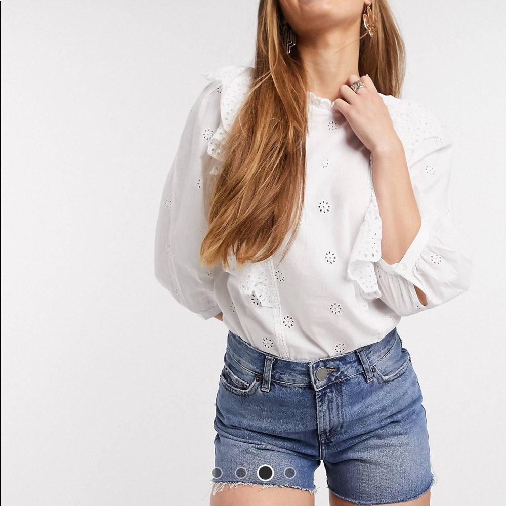 Eyelet ruffle blouse